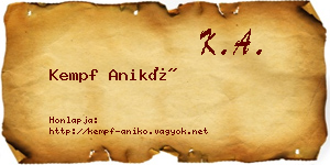 Kempf Anikó névjegykártya